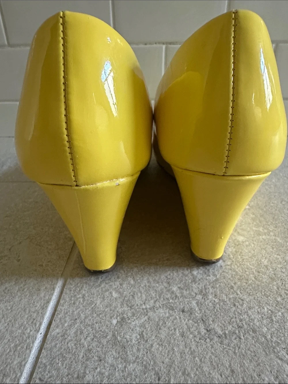 Forever 21 Yellow Patent Wedge Pumps